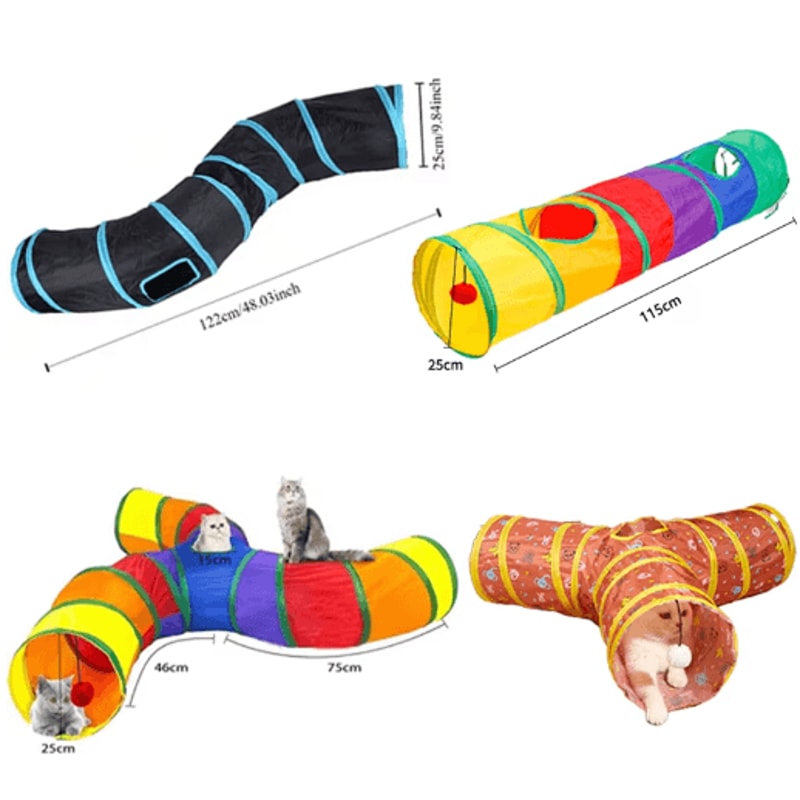 Rainbow Hide Collapsible Cat Tunnel Toy For Indoor Cats 25