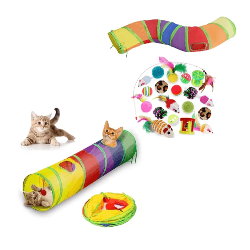 Rainbow Hide Collapsible Cat Tunnel Toy For Indoor Cats 26