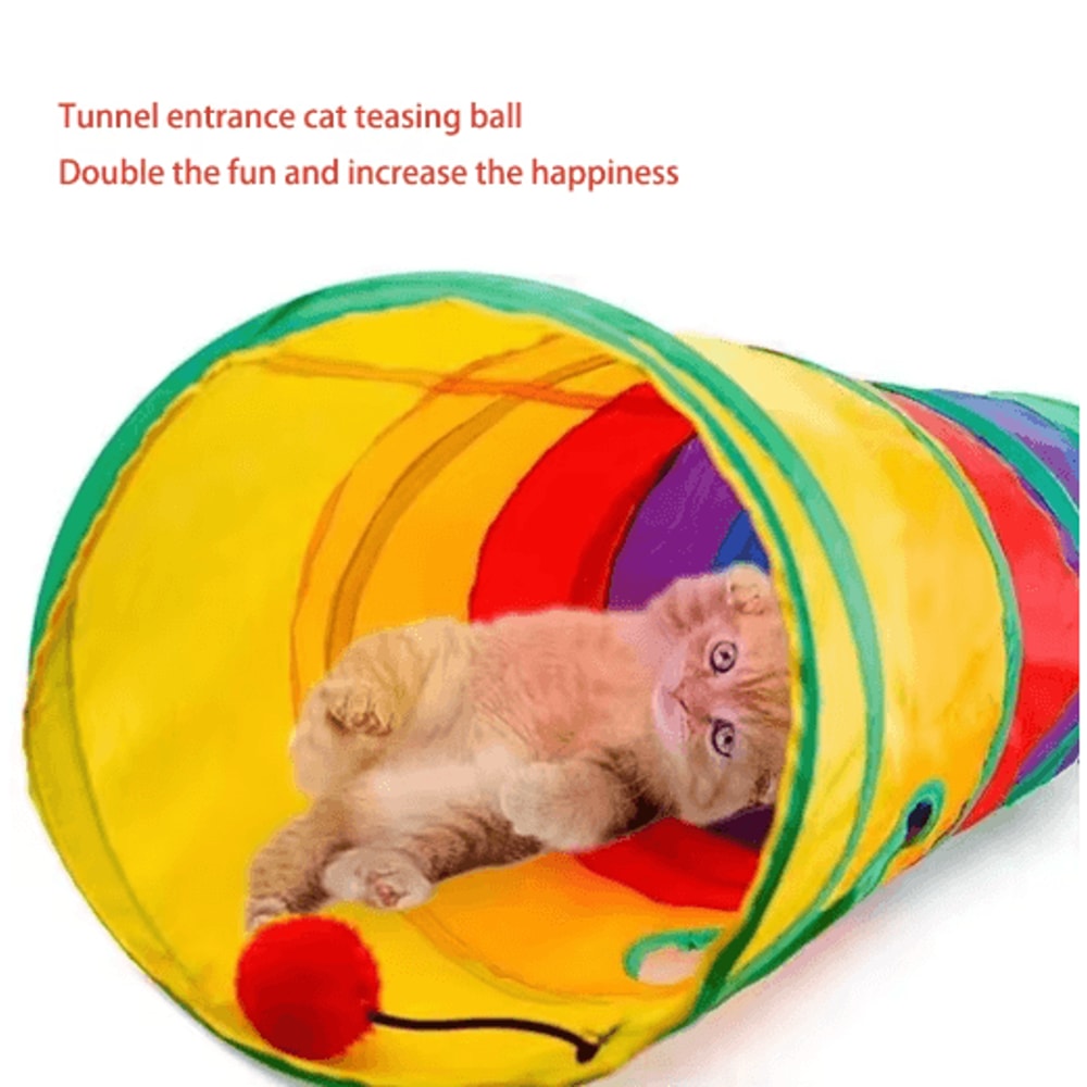 Rainbow Hide Collapsible Cat Tunnel Toy For Indoor Cats 27