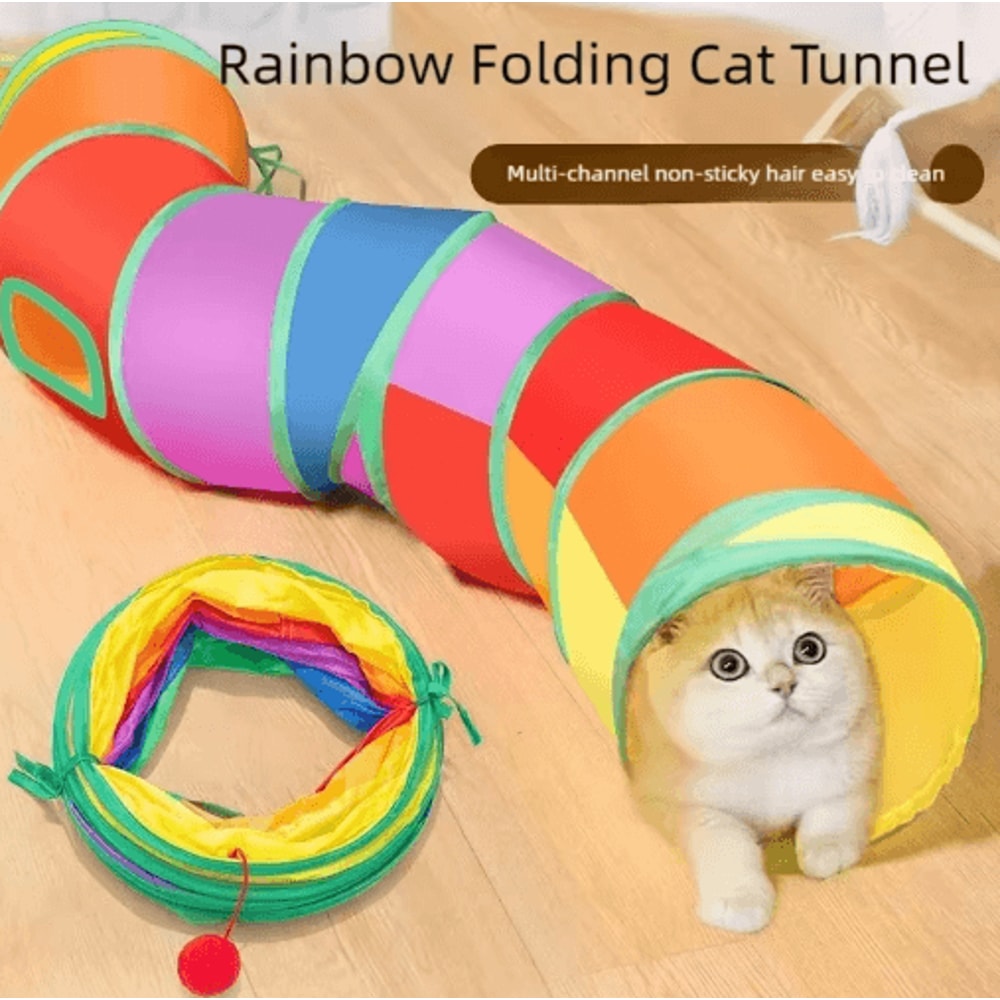Rainbow Hide Collapsible Cat Tunnel Toy For Indoor Cats 29