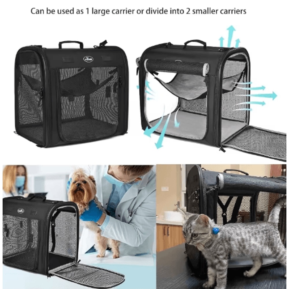 Wakytu 2in1 Foldable Double Pet Carrier For Cats And Dogs 3