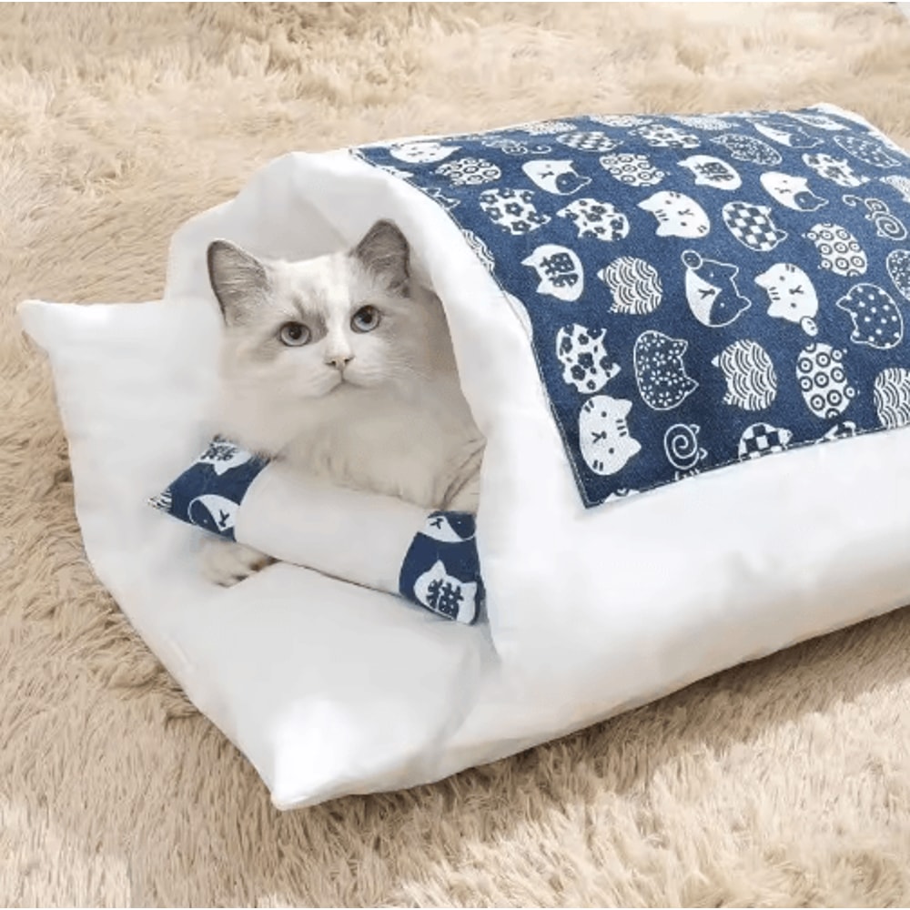 CozyPaws Kawaii Removable Cat Cave Bed For Cats And Small Dogs 3