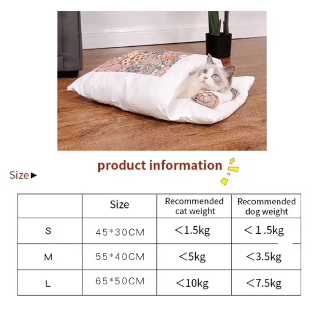 CozyPaws Kawaii Removable Cat Cave Bed For Cats And Small Dogs 4