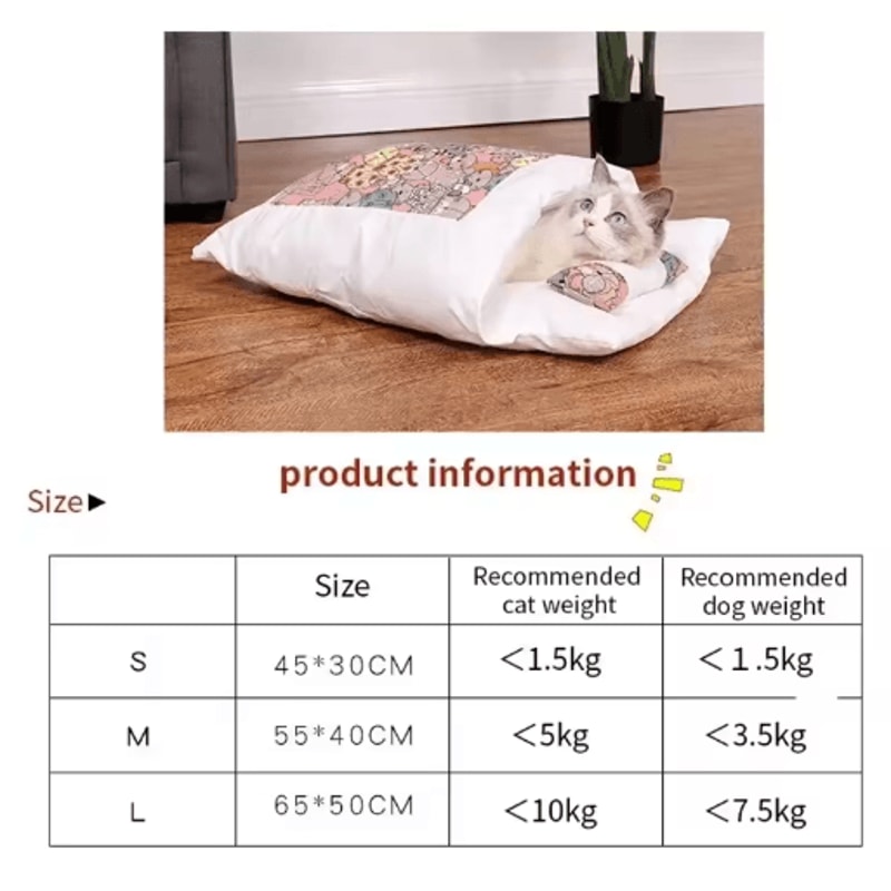 CozyPaws Kawaii Removable Cat Cave Bed For Cats And Small Dogs 4