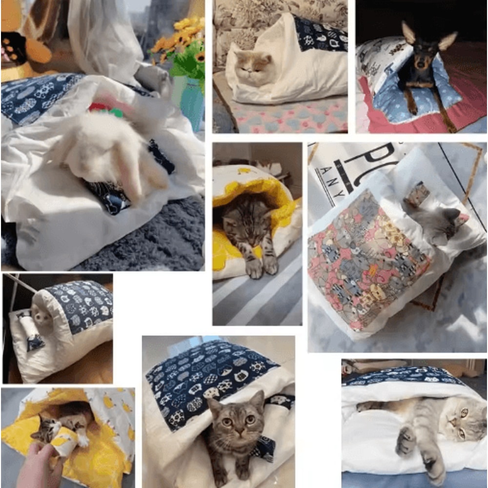 CozyPaws Kawaii Removable Cat Cave Bed For Cats And Small Dogs 7