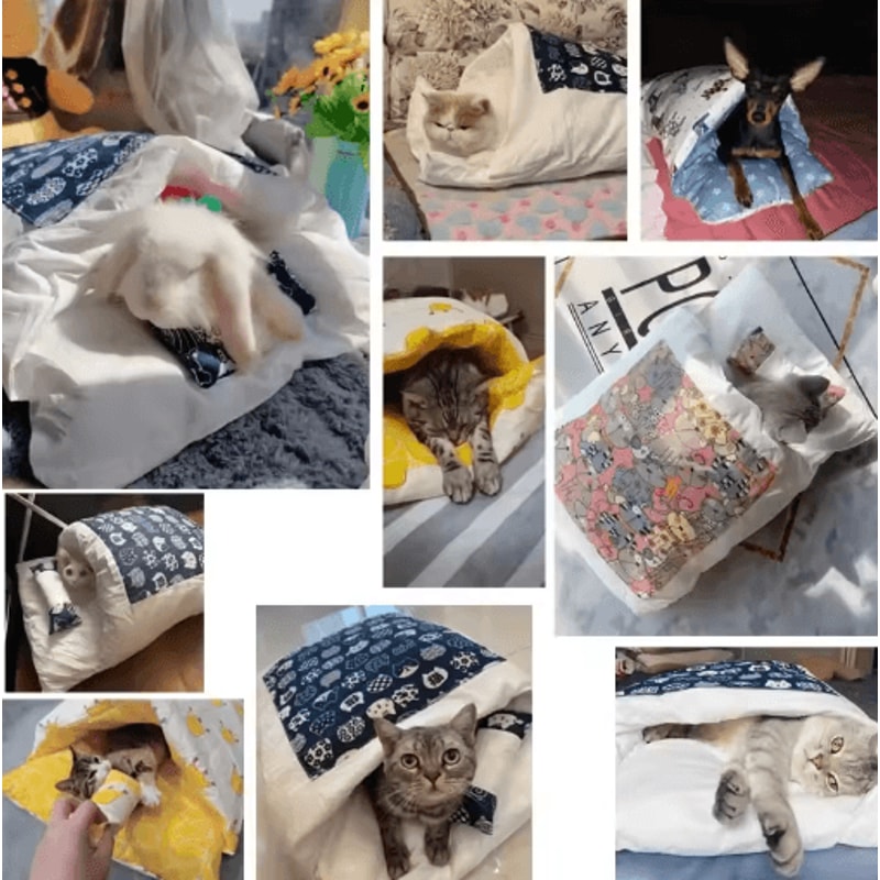 CozyPaws Kawaii Removable Cat Cave Bed For Cats And Small Dogs 7