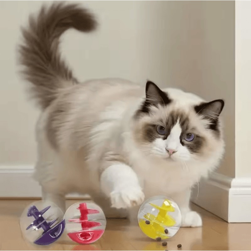 SmartTreat Interactive Cat Food Puzzle Ball For Slow Feeding Enrichment 3