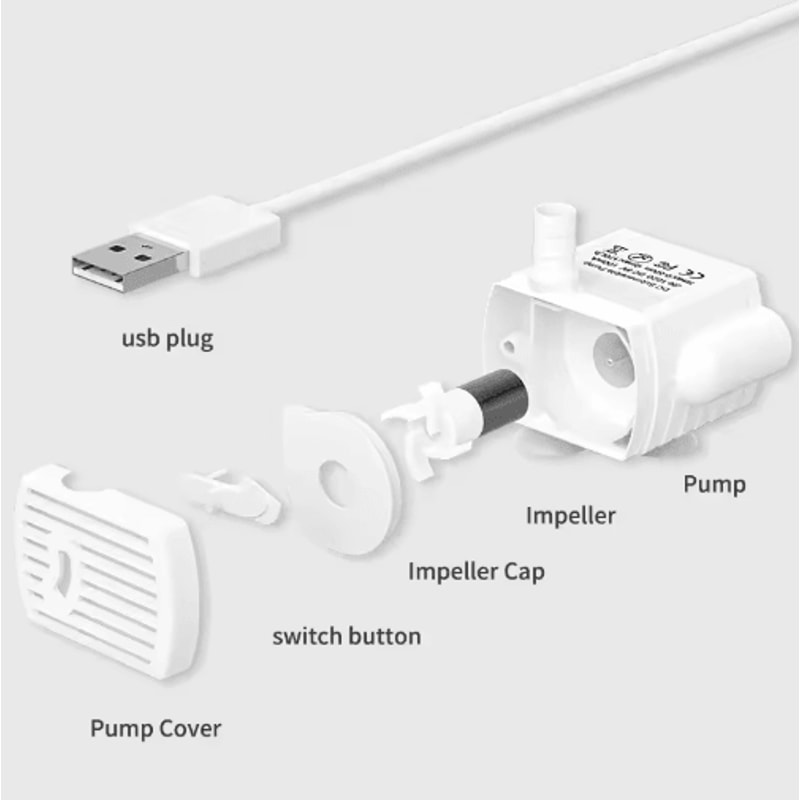 AquaFlow USB Replacement Water Pump For Pet Water Fountains 3