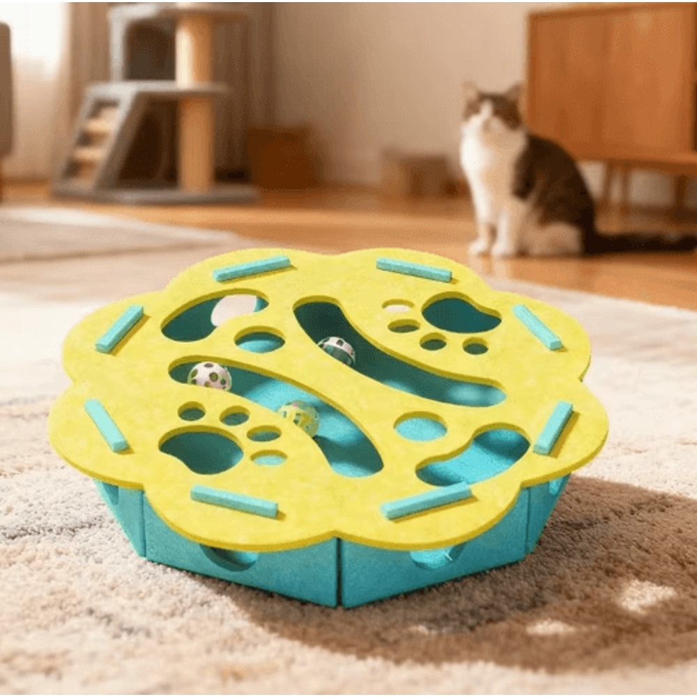 HuntBox Interactive Felt Tunnel Puzzle Toy For Indoor Cats 1