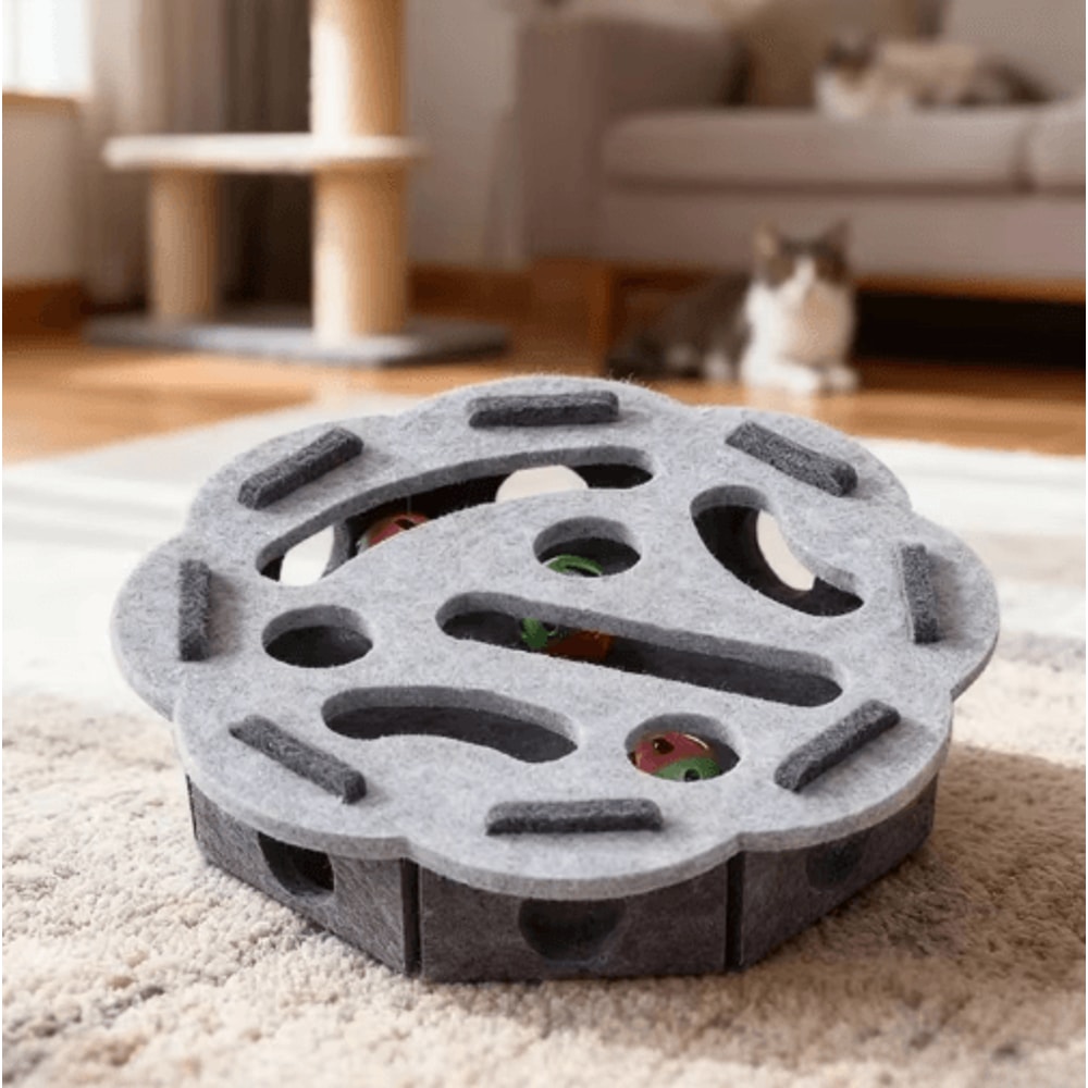 HuntBox Interactive Felt Tunnel Puzzle Toy For Indoor Cats 2