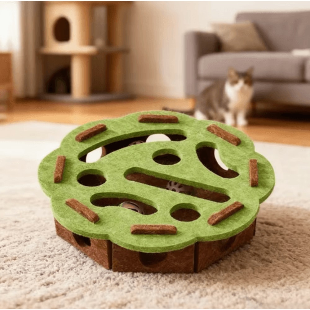 HuntBox Interactive Felt Tunnel Puzzle Toy For Indoor Cats 4