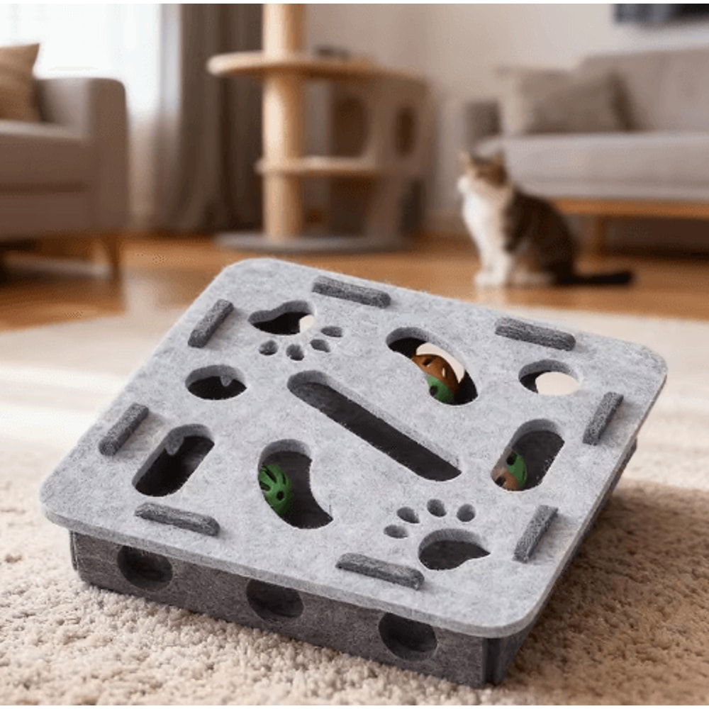 HuntBox Interactive Felt Tunnel Puzzle Toy For Indoor Cats 5