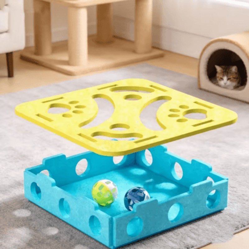 HuntBox Interactive Felt Tunnel Puzzle Toy For Indoor Cats 9