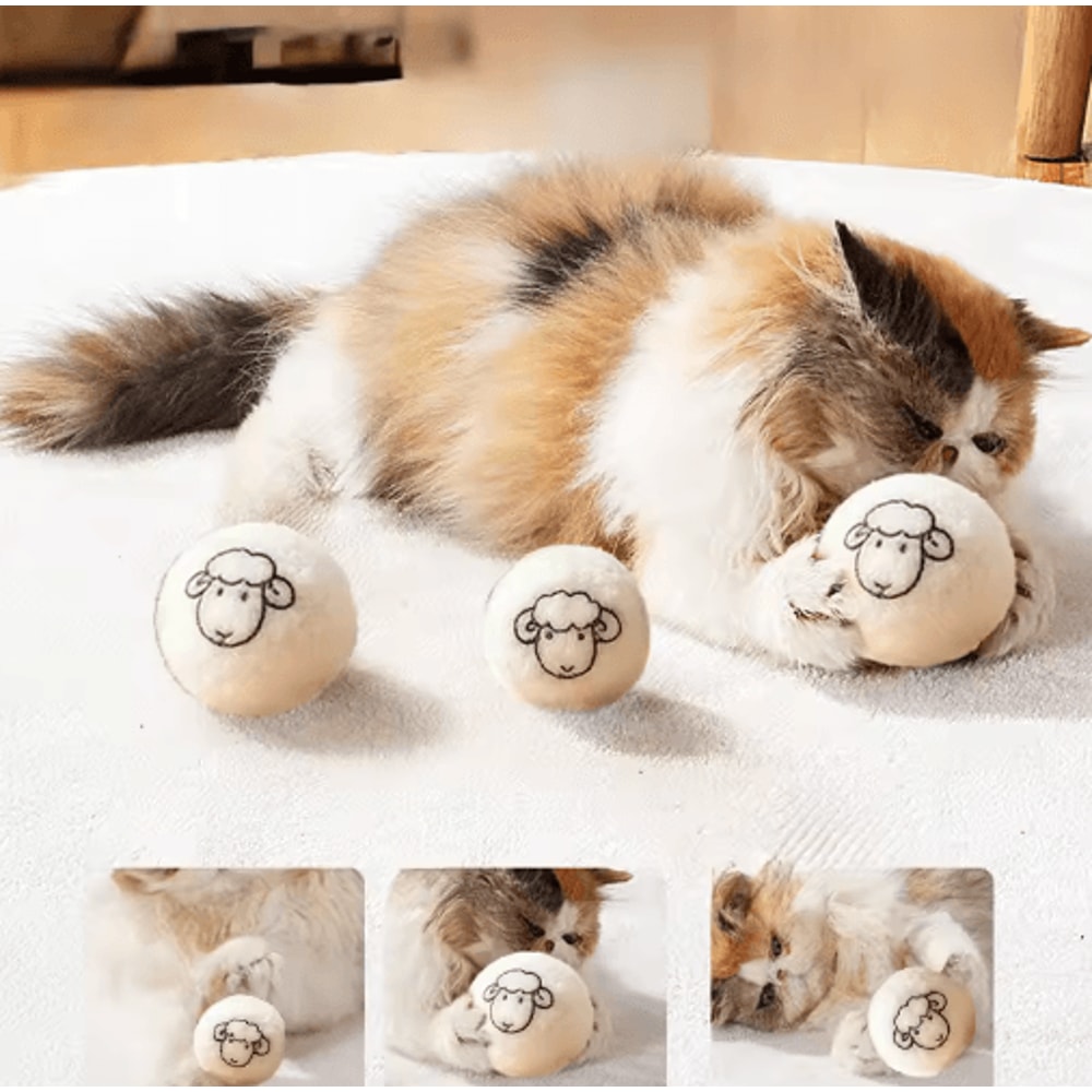 CozyBounce Wool Felt Cat Ball Toy Set For Interactive Play 5