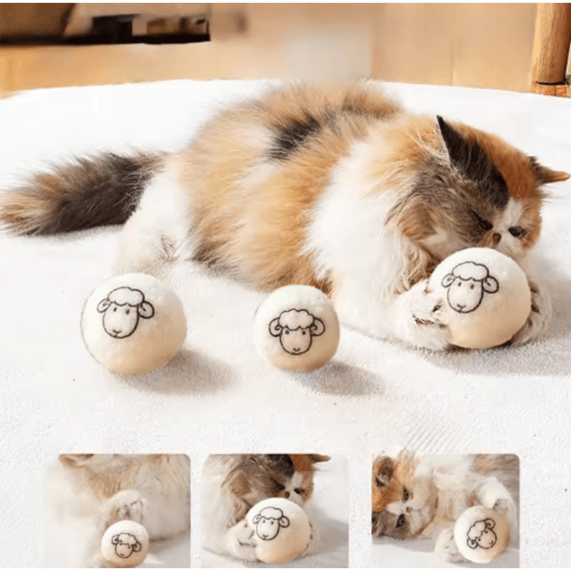 CozyBounce Wool Felt Cat Ball Toy Set For Interactive Play 5