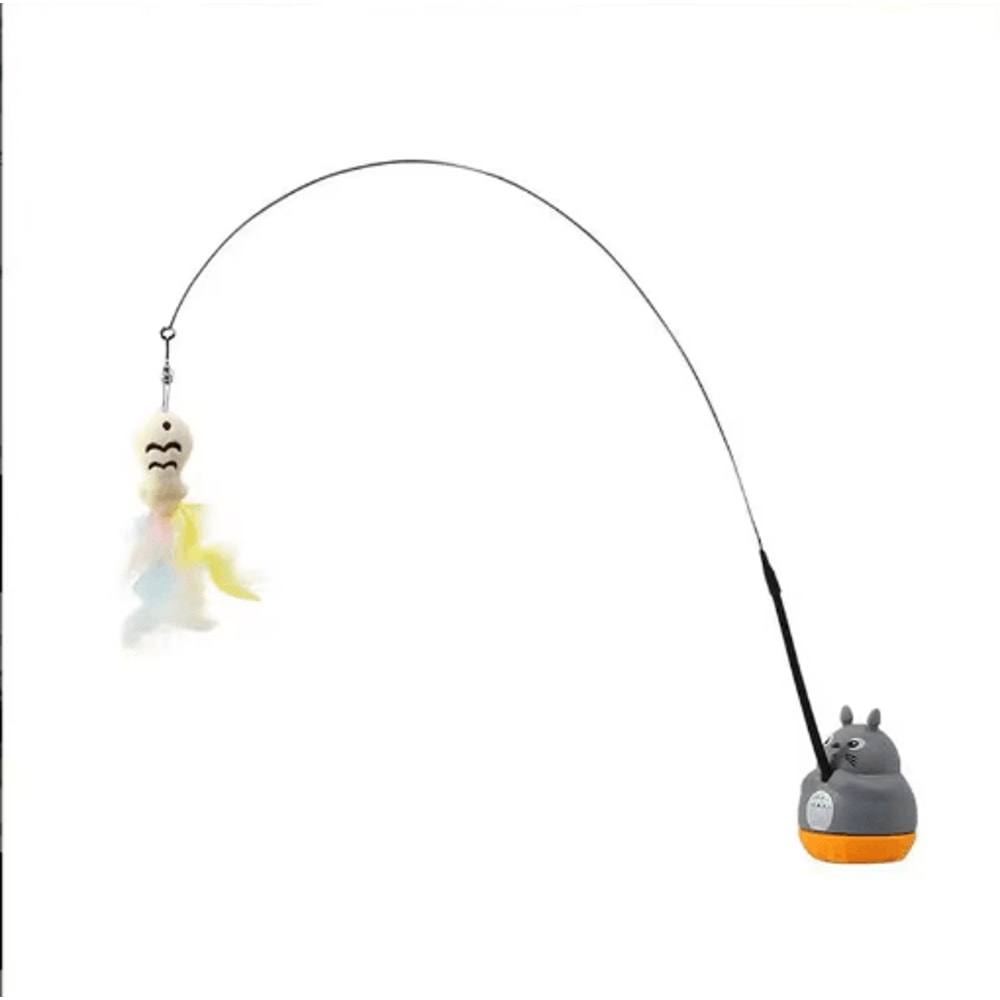 DragonTotoro 360 Rotating Cat Teaser Wand With Bell Fish Head Toy 4