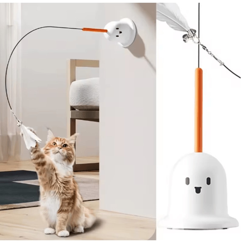 FeatherFlex Suction Cup Cat Teaser Wand With Bell BiteResistant Design 11