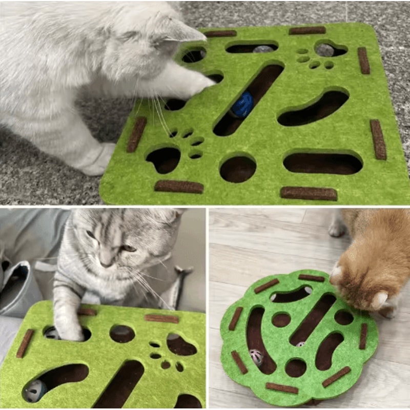 PurrMaze Interactive Felt Cat Maze Box With Bell Ball 6