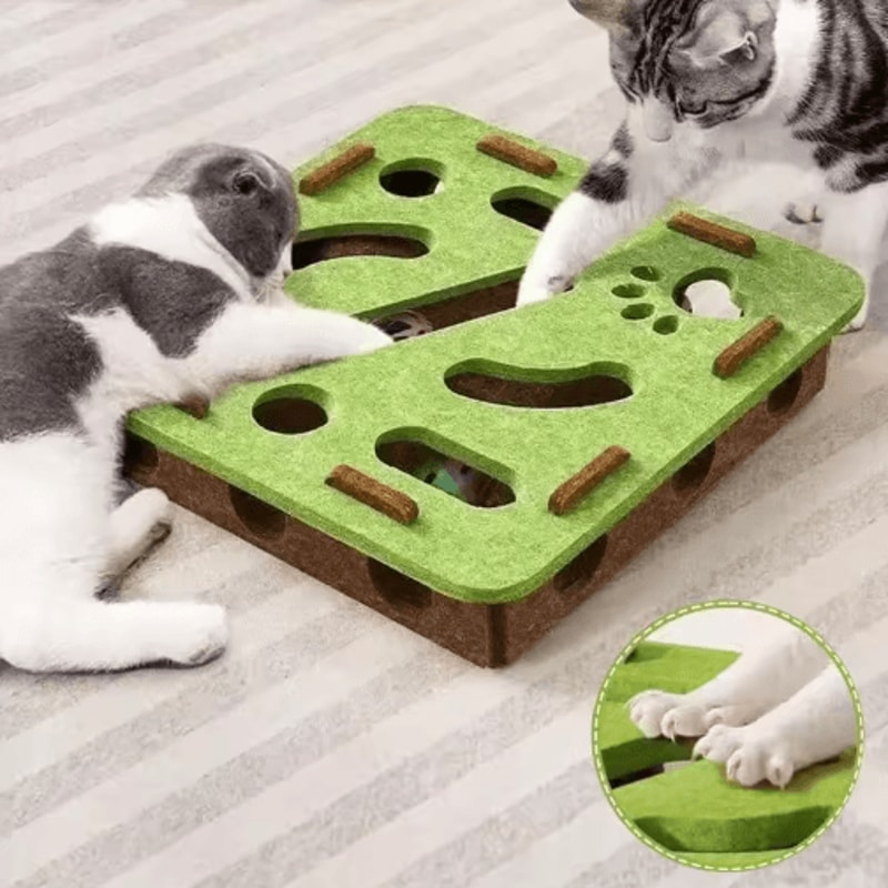 PurrMaze Interactive Felt Cat Maze Box With Bell Ball 7