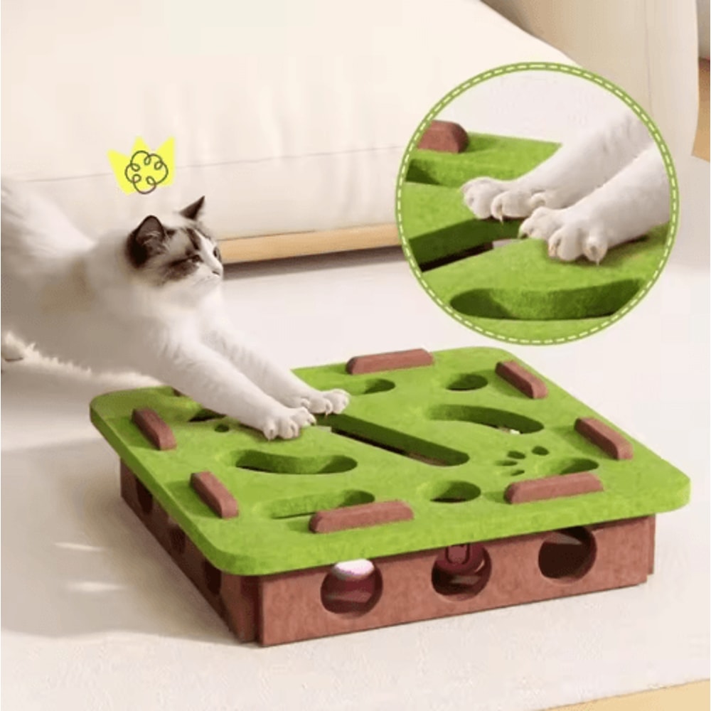 PurrMaze Interactive Felt Cat Maze Box With Bell Ball 9