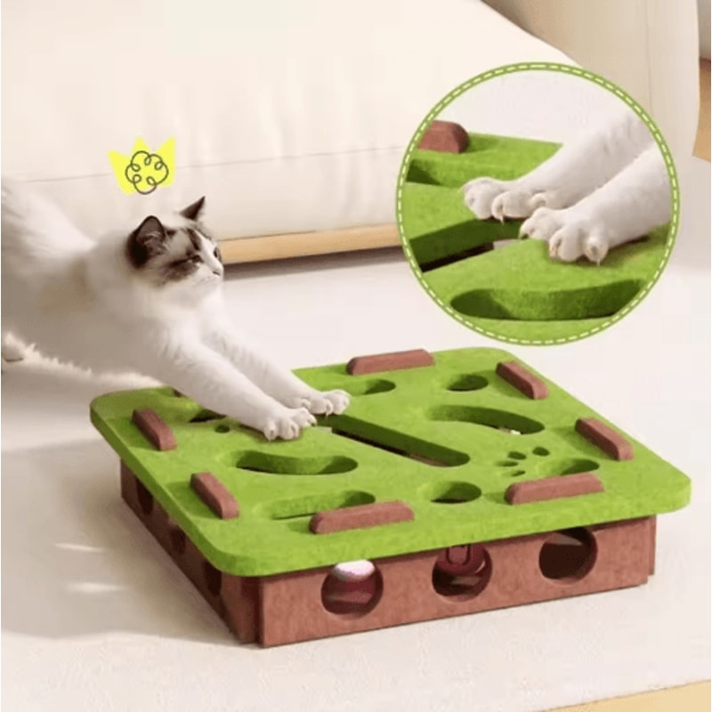 PurrMaze Interactive Felt Cat Maze Box With Bell Ball 9