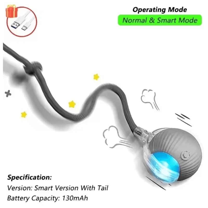 SmartMouse Automatic Rolling Cat Ball With Tail Teaser 1