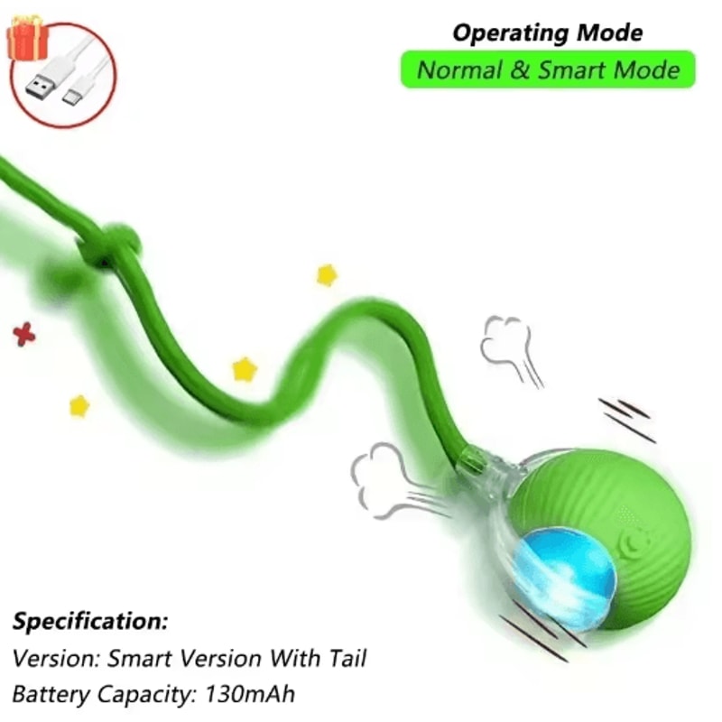 SmartMouse Automatic Rolling Cat Ball With Tail Teaser 3