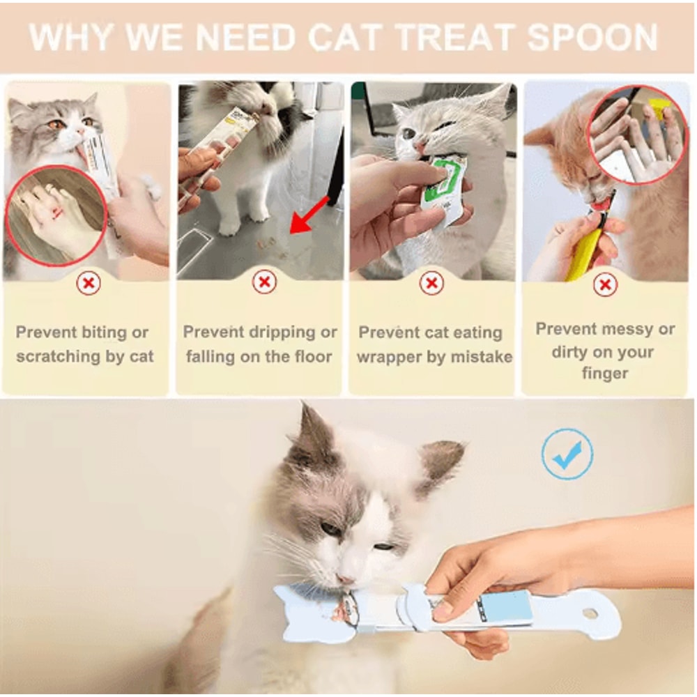Lick Ease Long Handle Wet Food Feeder Spoon For Cats 11
