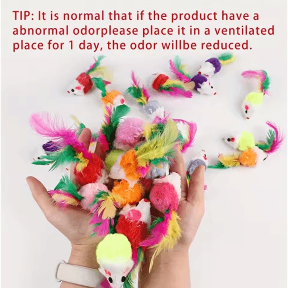 Feather Mouse Mini Plush Cat Toy Set For Interactive Play 5