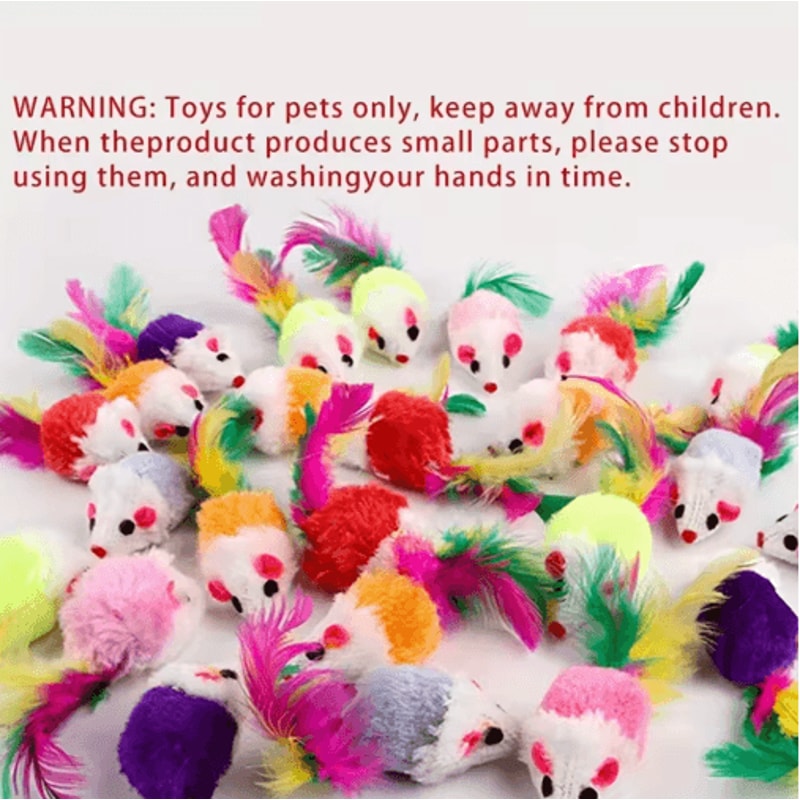 Feather Mouse Mini Plush Cat Toy Set For Interactive Play 7
