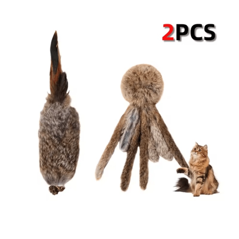 Fluffy Hunt Faux Rabbit Fur Cat Kicker Toy For Interactive Play 1