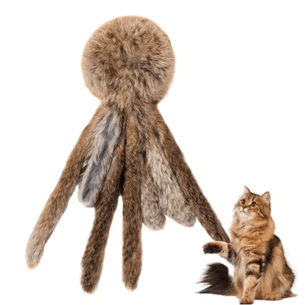 Fluffy Hunt Faux Rabbit Fur Cat Kicker Toy For Interactive Play 2