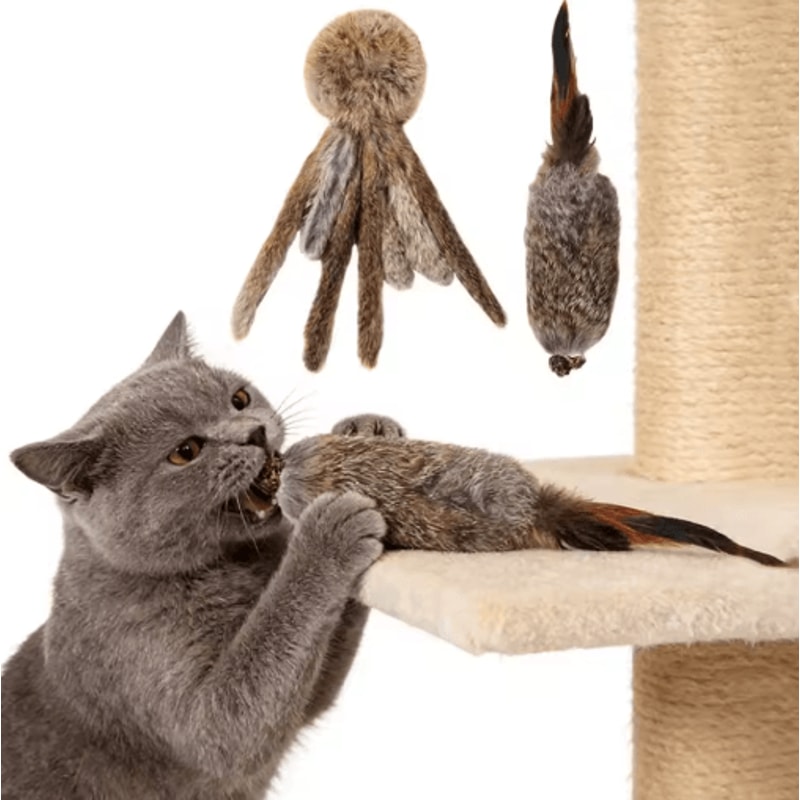 Fluffy Hunt Faux Rabbit Fur Cat Kicker Toy For Interactive Play 5