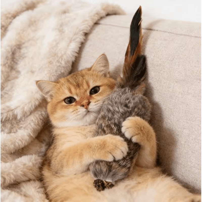 Fluffy Hunt Faux Rabbit Fur Cat Kicker Toy For Interactive Play 7