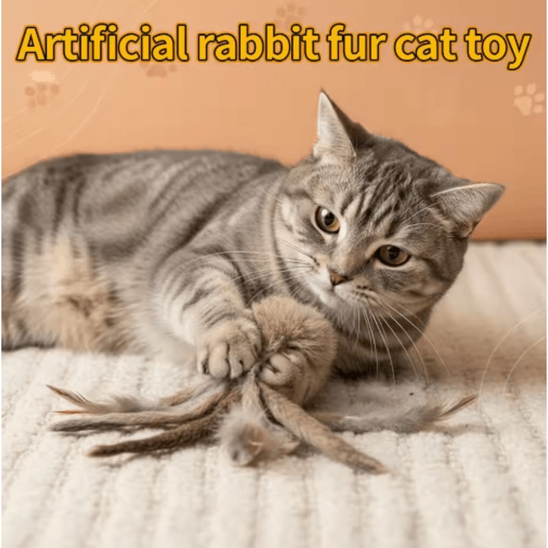 Fluffy Hunt Faux Rabbit Fur Cat Kicker Toy For Interactive Play 8