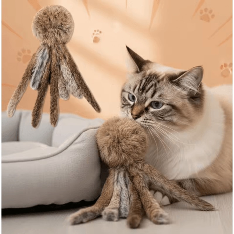 Fluffy Hunt Faux Rabbit Fur Cat Kicker Toy For Interactive Play 0