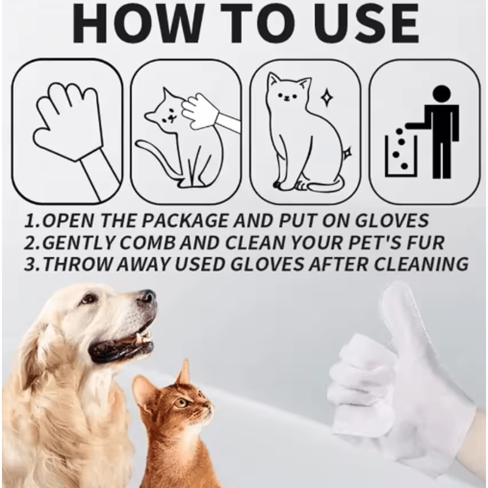 Fresh Paws Extra Thick Pet Grooming Wipes Gloves 6 Pack 2