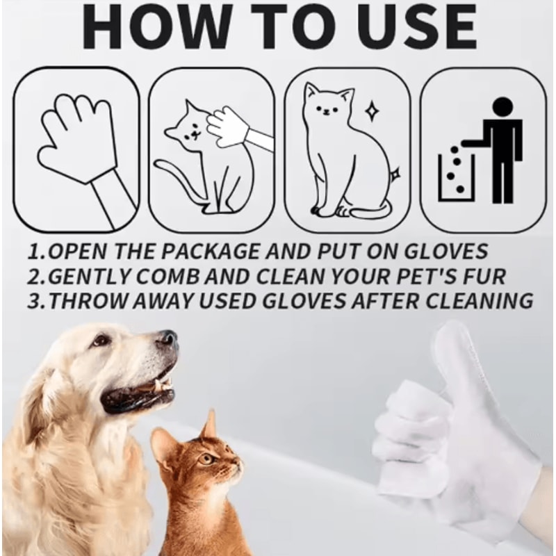 Fresh Paws Extra Thick Pet Grooming Wipes Gloves 6 Pack 2