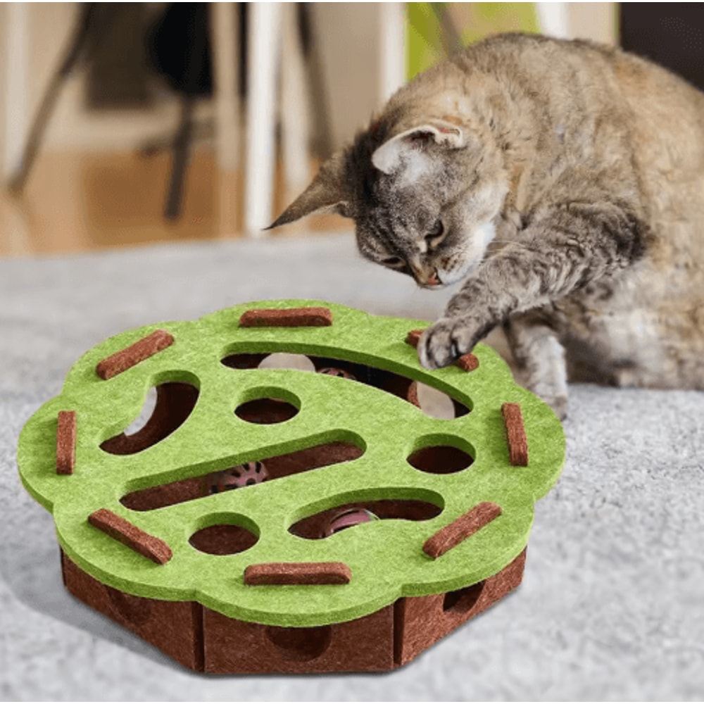 Interactive Cat Puzzle Maze Scratcher Toy With Bell For Mental Enrichment 5
