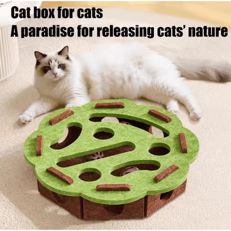 Interactive Cat Puzzle Maze Scratcher Toy With Bell For Mental Enrichment 6