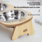 Elevated Stainless Steel Pet Feeding Bowl Set With Wooden Stand 3