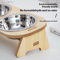 Elevated Stainless Steel Pet Feeding Bowl Set With Wooden Stand 3