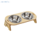 Elevated Stainless Steel Pet Feeding Bowl Set With Wooden Stand 6