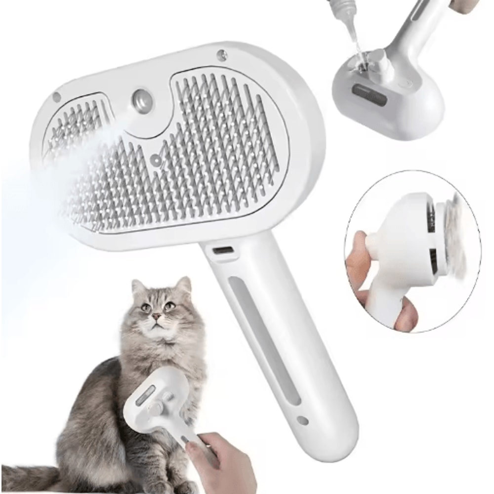 Steam Groom 3in1 Electric Pet Hair Brush With Spray Massage Function 0