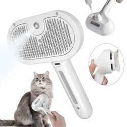 steam groom 3-in-1 electric pet hair brush with spray & massage function