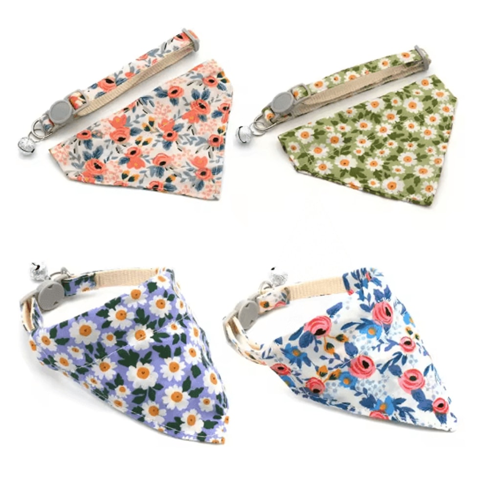 Daisy Charm Adjustable Pet Bandana Collar For Cats Small Dogs 0