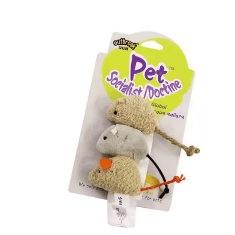 3Piece Plush Mouse Cat Toy Set For Interactive Play And Hunting Fun 1