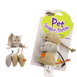 3-piece plush mouse cat toy set for interactive play and hunting fun