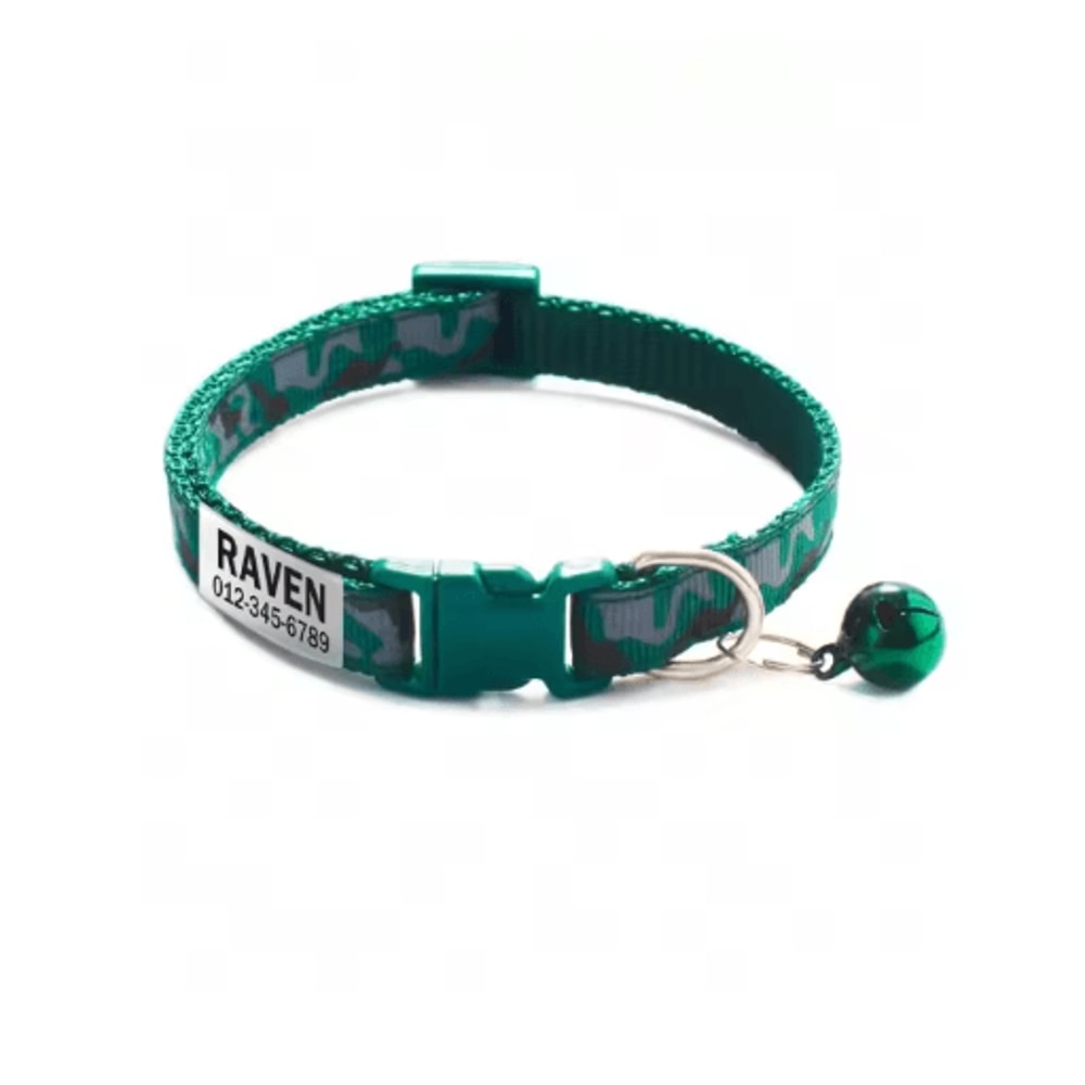 Personalized Camouflage Cat Collar With Custom Name ID Tag And Bell 2