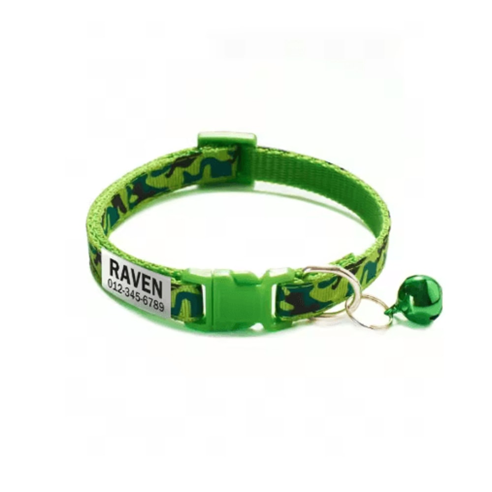 Personalized Camouflage Cat Collar With Custom Name ID Tag And Bell 7